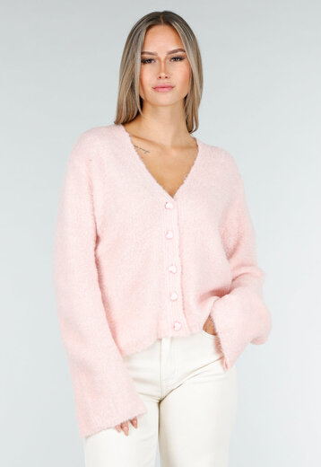 Lichtroze Vest met Hartknopen