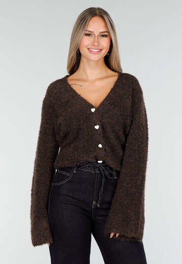 Donkerbruin Vest met Hartknopen