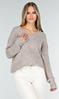 Beige Stretch V-Hals Trui