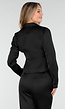 Zwarte Satijnlook Wrap Blazer met Striksluiting