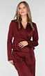 Bordeauxrode Satijnlook Wrap Blazer met Striksluiting