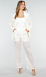 Witte Pailletten Set met Blazer en Rechte Broek