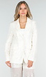 Witte Pailletten Set met Blazer en Rechte Broek