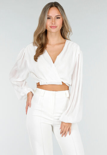 Witte Crop Blouse met Riem