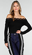 Zwarte Off-Shoulder Top met Kant