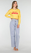 Gele Crop Top met Lange Mouwen