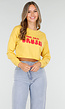 Gele Crop Top met Lange Mouwen