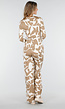 Beige-Witte Stretch Jumpsuit met Abstracte Print