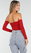 Off Shoulder Top met Lange Mouwen in Rood