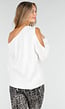 Witte Gebreide Trui met Cut Out en Off Shoulder