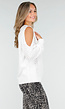 Witte Gebreide Trui met Cut Out en Off Shoulder