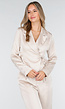 Champagnekleurige Satijnlook Wrap Blazer met Strik