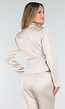 Champagnekleurige Satijnlook Wrap Blazer met Strik