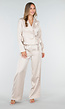 Champagnekleurige Satijnlook Wrap Blazer met Strik