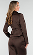 Donkerbruine Satijnlook Wrap Blazer met Striksluiting