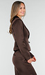 Donkerbruine Satijnlook Wrap Blazer met Striksluiting