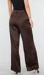 Donkerbruine Satijnlook Wide Leg Broek met Hoge Taille