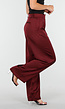 Bordeauxrode Satijnlook Wide Leg Broek met Hoge Taille