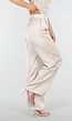 Champagnekleurige Satijnen Pantalon met Hoge Taille en Losse Pijpen