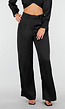 Zwarte Satijnlook Wide Leg Broek met Hoge Taille