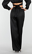 Zwarte Satijnlook Wide Leg Broek met Hoge Taille