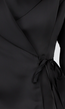 Zwarte Satijnlook Wrap Blazer met Striksluiting