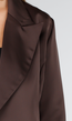 Donkerbruine Satijnlook Wrap Blazer met Striksluiting
