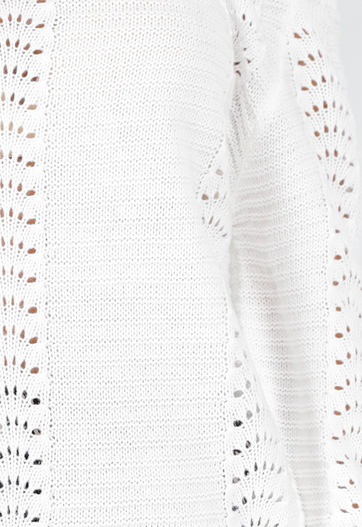 Witte Gebreide Trui met Cut Out en Off Shoulder