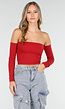 Off Shoulder Top met Lange Mouwen in Rood