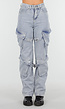 Lichtblauwe Cargo Jeans met Zakken, Lussen en Washed Look