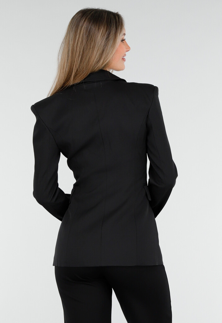 Blazer in Zwart met Strass en Schoudervulling