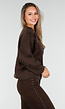 Bruine Trui met V-Hals en Rafel Details