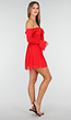 Rode Off Shoulder Jurk met Strikdetail