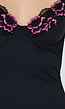 Zwarte Lingerie Onderjurk met Roze Kant en Cups