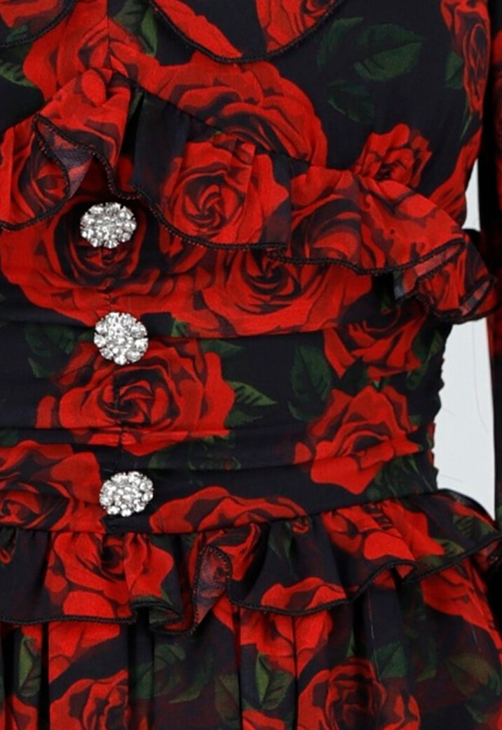 Mini Jurk met Lange Mouwen en Bloemenprint