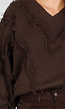 Bruine Trui met V-Hals en Rafel Details