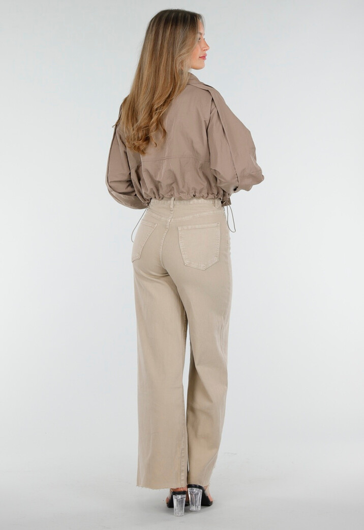 Beige Jeans met Wijde Pijpen