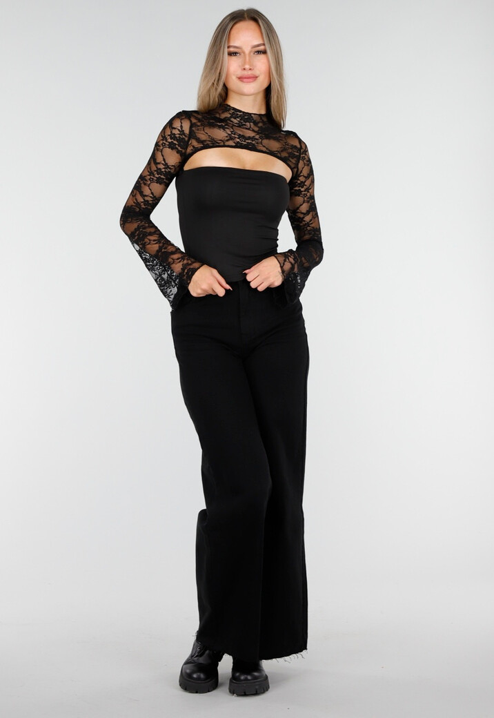 Denim Broek Zwart met High Waist