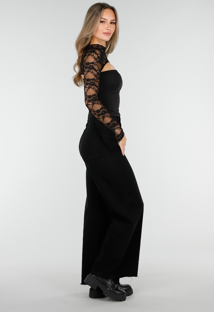 Denim Broek Zwart met High Waist