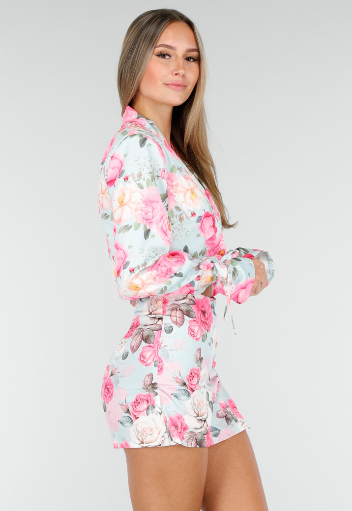 Two Piece Set met Roze Bloemenprint