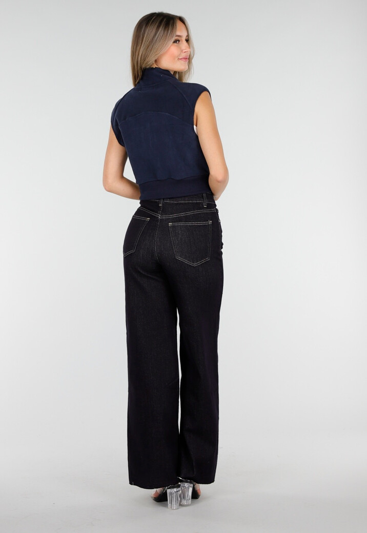 Mouwloos Vest in Donkerblauw met Hoge Kraag