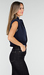 Mouwloos Vest in Donkerblauw met Hoge Kraag