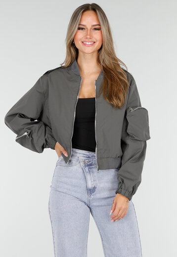 Grijze Bomberjas met Cargo Zakken