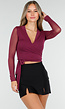 Paarse Mesh Wrap Top met Striksluiting