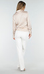 Blouse met Lange Mouwen in Beige Satijn