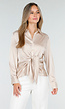 Blouse met Lange Mouwen in Beige Satijn