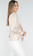 Blouse met Lange Mouwen in Beige Satijn