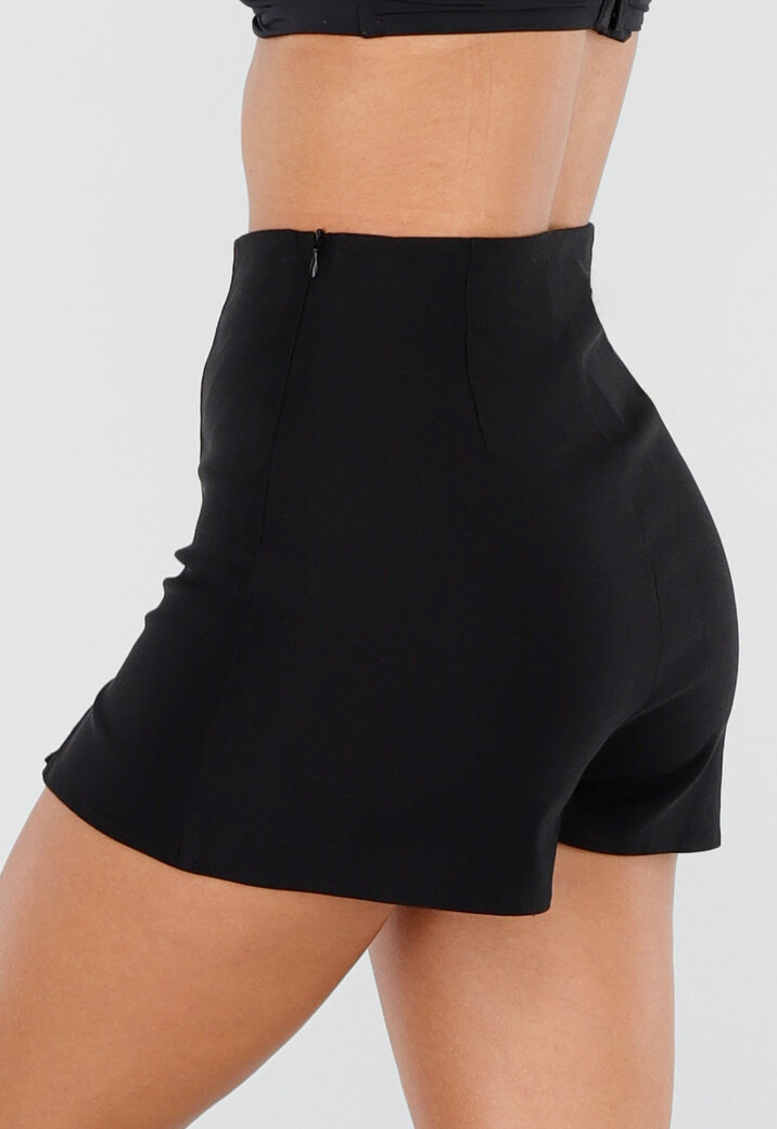 Zwarte Skort met Stretch en Splitjes