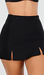 Zwarte Skort met Stretch en Splitjes