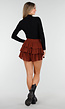 Bruine Skort met Ruches en Stretch